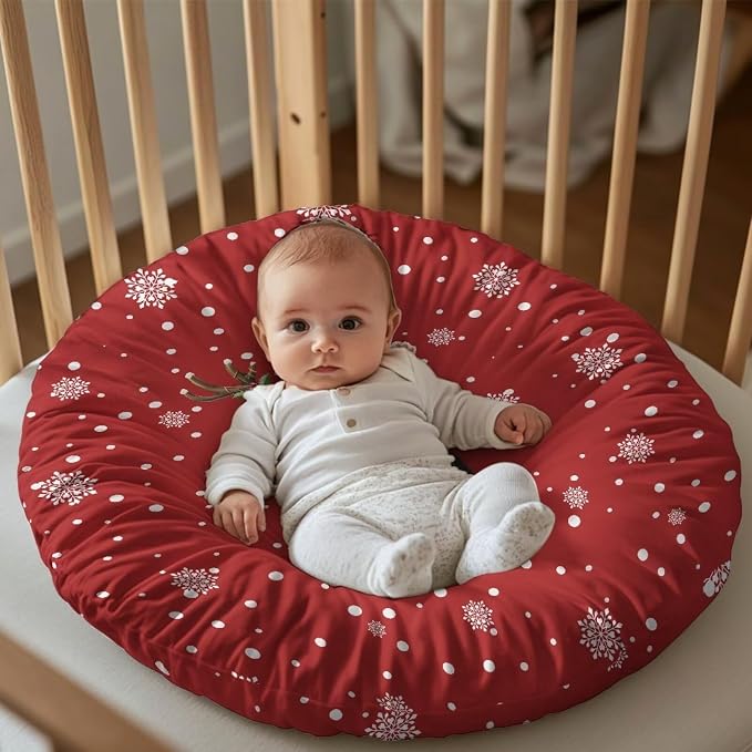 Christmas Cat Boy Girl Gender Neutral Nursing Pillow Cover Baby Breastfeeding Slipcover Infant Newborn Nursery Bottle Pillowcase Feeding Cushion Cover (Pillow NOT Included)