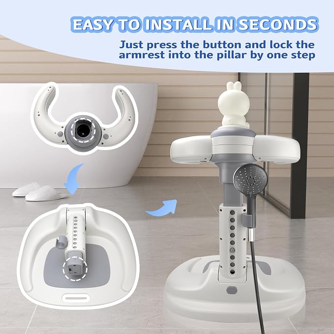 Baby Bath Shower Stand, Standing Bath For Baby 9-36 Months,Foldable Bath Standing Support For Infants Toddlers, Adjustable Non-Slip Toddler Shower Stand, Infant Standing Bath For Home Bathroom