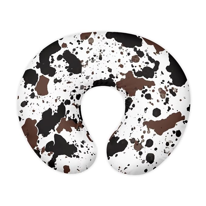 Breastfeeding Pillow Cover with Black Brown Cow Stripes Print Baby Breastfeeding Slipcover Infant Newborn Nursery Bottle Pillowcase Easy to Use and Dustptoof