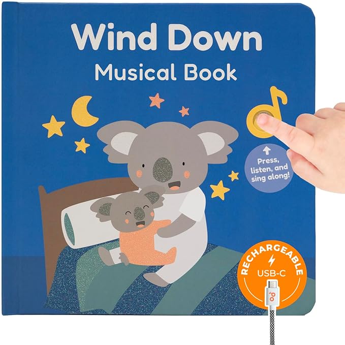 Cali?™s Books Wind Down ??USB-C Rechargeable Baby Book for Toddlers 1-3, Headphone Jack, Expert-Designed Bedtime Musical Book with Gentle Activities and Affirmations for a Calming Nightly Routine