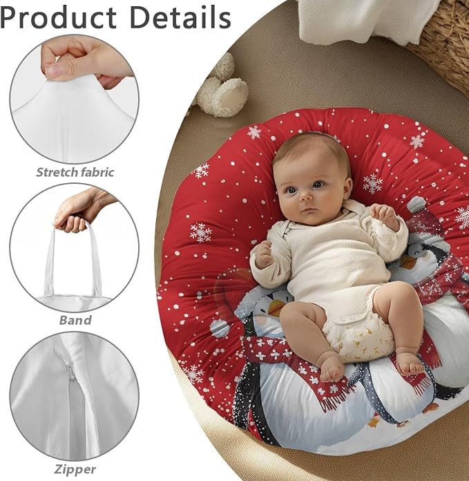 Christmas Penguin Nursing Pillow Cover for Breastfeeding Pillow Ultra Soft and Cozy Nursing Pillow Slipcovers,Nice Newborn Gift Best Choice for Mom or Baby Pillow Not Included