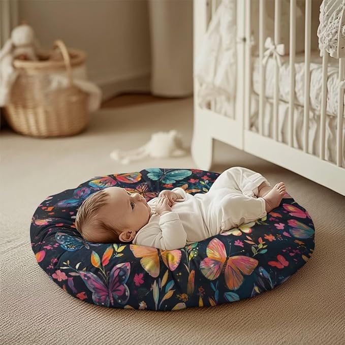 Colorful Butterfly Nursing Pillow Cover Neutral Breastfeeding Pillow Cover Fits 22.6in*24in Nursing Pillow for Baby Boy Girl Neutral Baby Nursing Pillow Cover Feeding Pillow Cover