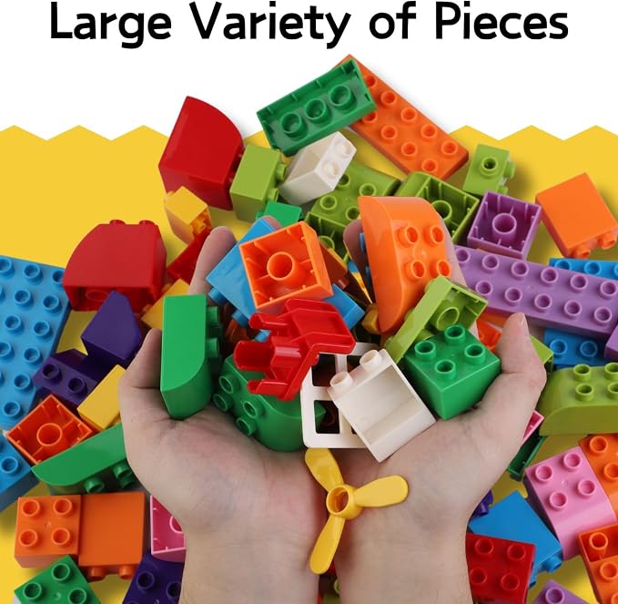 Liberty Imports Big Building Blocks 166 Pieces with Storage Organizer Box, Large Bricks Set Educational Learning Classic Construction Toy Set for Toddlers, Kids - Compatible with Major Brands