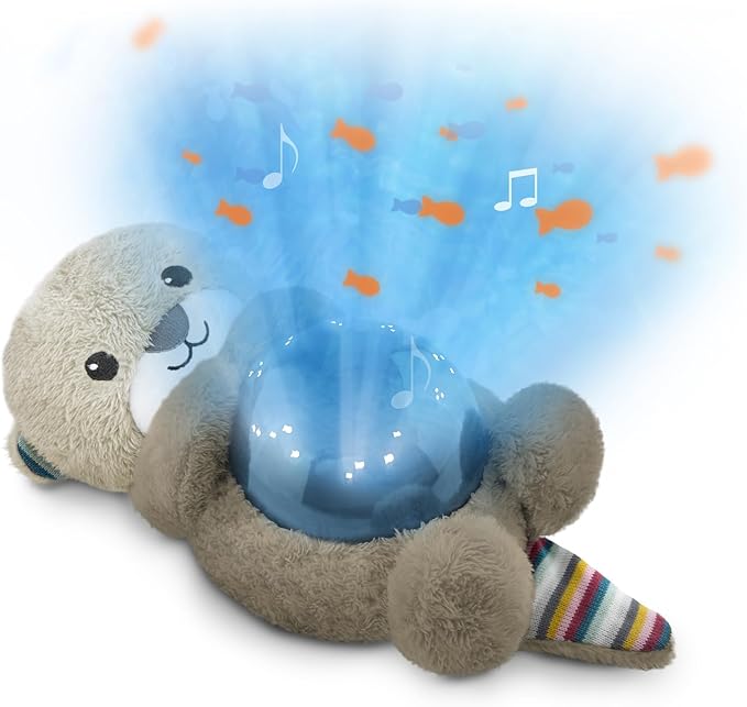 Zazu Kids Otto The Otter LED Night Light Projector - Ocean Theme with Moving Fishes, Waves and Soothing Melodies, Battery-Operated Portable Baby Soother, 3 Steps Sleep Program, 5 Sounds, Cry Sensor