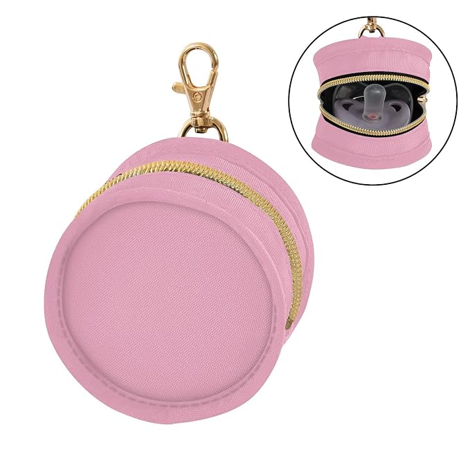 Pink Pacifier Holder Case Newborn Pacifier Storage Pouch for Boys Girls Easy Attach to Diaper Bag Portable Baby Essentials Container