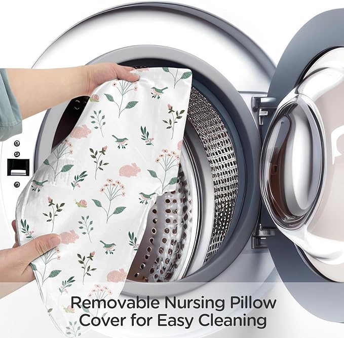Little Grape Land Nursing Pillow,Upgraded Breast Feeding Pillow for Mom,Breastfeeding & Bottle Feeding for 0??5 Months, Soft Machine Washable Cover with Firm Breathable Filling, Tummy Time,Bunny