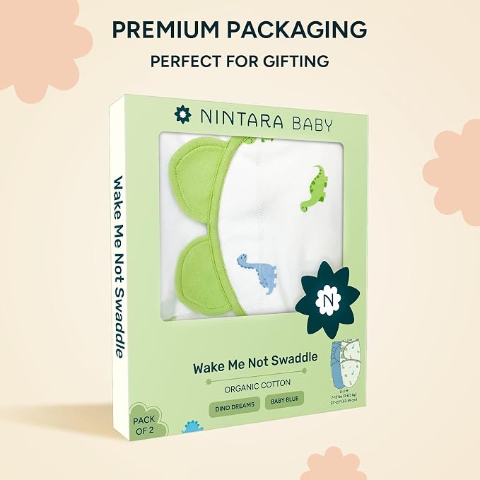 Swaddle Wrap for Newborns – Premium Organic Cotton, Wake Me Not Swaddle with Baby-Safe Closure, Ultra-Soft & Snug Sleep Sack, Breathable Swaddling Blanket, Gifts for 0-3 Months, Pack of 2