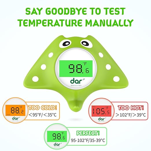 Baby Bath Thermometer, Digital Water Temperature Thermometer with 3 Color Backlit and Temperature Warning, Safety Bath Tube Thermometers Floating Toy for Infant, Toddler
