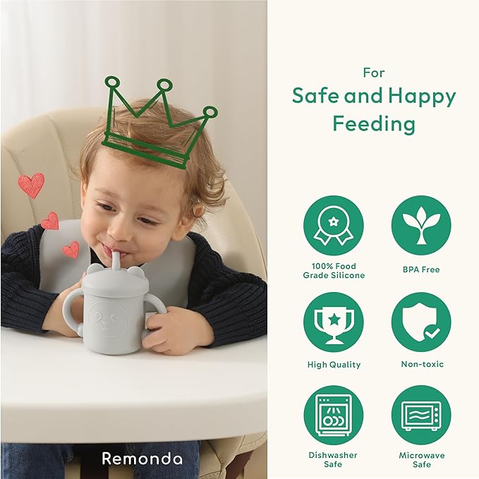 Remonda 23-Piece BPA-Free Silicone Baby Feeding Set | Extra Large Suction Plates, Toddler Bowls, Self Feeding Spoons, and More | Dishwasher Safe| Baby Led Weaning Supplies (Greenï¼?1
