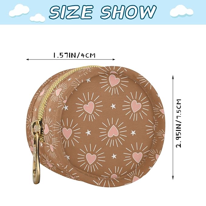 Brown Hearts Pacifier Holder Case Newborn Pacifier Storage Pouch for Boys Girls Easy Attach to Diaper Bag Portable Baby Essentials Container