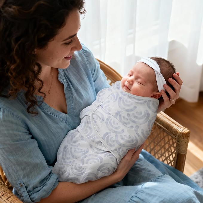 Baby Swaddle Sleep Sack 3 Pack, Organic Cotton Newborn Swaddle Wraps for 0-3 Months, Adjustable Wings, Breathable Soft Swaddling Blankets for Infant Boys Girls, Baby Sleep Essentials