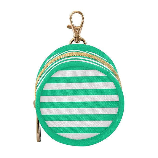Pacifier Holder with Clip Pacifier Case for Diaper Bag Round Baby Pacifier Pouch Box Bag Portable Mint Green White Stripes