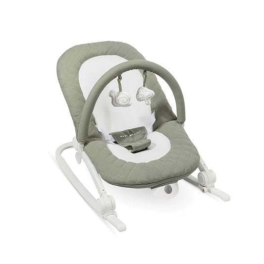 Baby Delight Aura | Deluxe Portable Rocker & Seat for Infants | Soothing Vibration & Sounds | Baby Rocker | Quilted Organic Sage