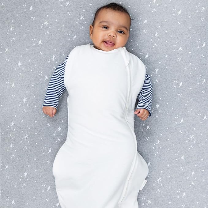 Happiest Baby Sleepea Comforter Swaddle - 100% Organic Cotton Baby Swaddle Blanket - Doctor Designed Promotes Healthy Hip Development (Ivory, Small)
