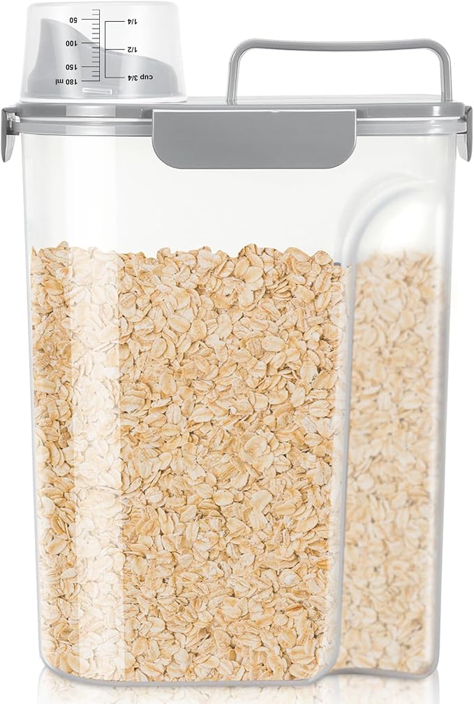 TBMax Rice Container 10 Lbs, Cereal Container Oatmeal Storage, Airtight Food Dispenser with Easy-pouring Spout & Handy Cup for Flour Grain Beans, Pet Dog Cat Bird Food Storage Container