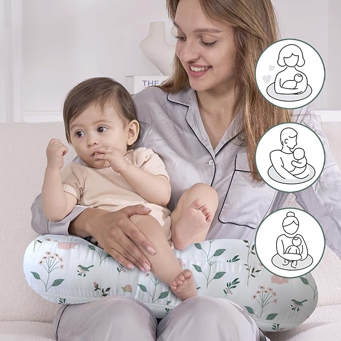 Little Grape Land Nursing Pillow,Upgraded Breast Feeding Pillow for Mom,Breastfeeding & Bottle Feeding for 0??5 Months, Soft Machine Washable Cover with Firm Breathable Filling, Tummy Time,Bunny