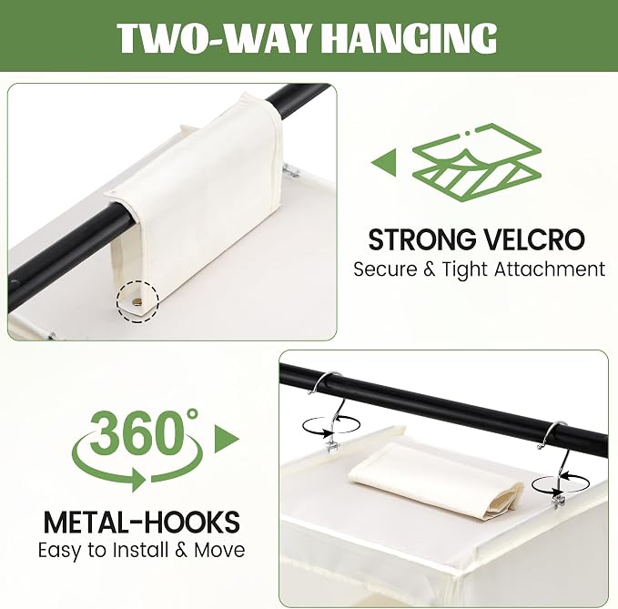 2 Pack 6-Shelf Weekly Clothes Organizer for Kids, Hanging Daily Closet Organization with 6 Side Pockets, Days of The Week Clothing Divider Storage for Boys and Girls (White)