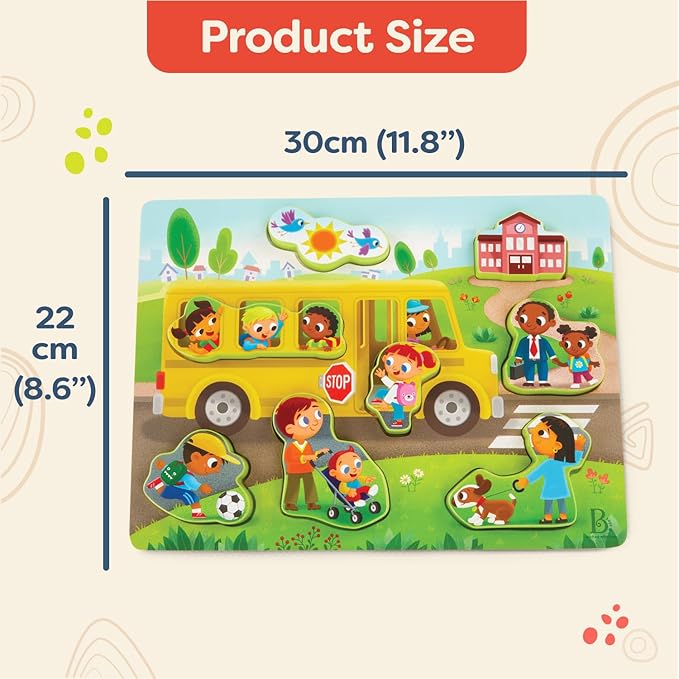 B. toys – Peek & Explore 2 – Pack – Outer Space & School Bus – Chunky Puzzle Pack – Puzzles for Toddlers, Kids – 8 Pieces Each – 2+ Years