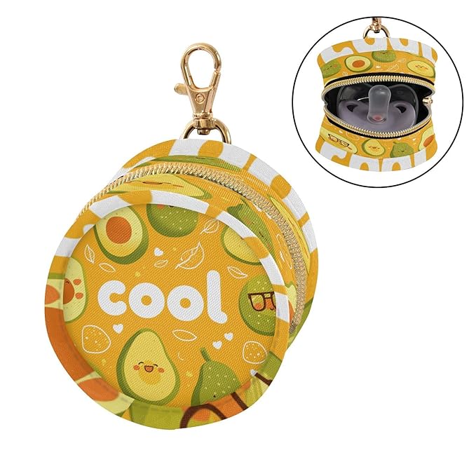 Pacifier Holder with Clip Pacifier Case for Diaper Bag Round Baby Pacifier Pouch Box Bag Portable Avocados Cool Orange