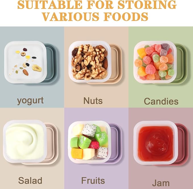 6 Pack 9 oz Silicone Snack Container for Kids, Reusable Silicone Food Storage Containers with Lid, Meal Prep Storage for Fruit, Kids Lunch Box for Travel, Home