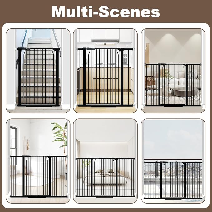 41" Extra Tall and Wide Pet Gate, 65.8-71.2 in Baby Gates with Door for Doorways Hallways, Walk Thru Large Dog Gate Indoor, Auto Close Long Child Safety Gates for Kids Puppy Doggie, Black