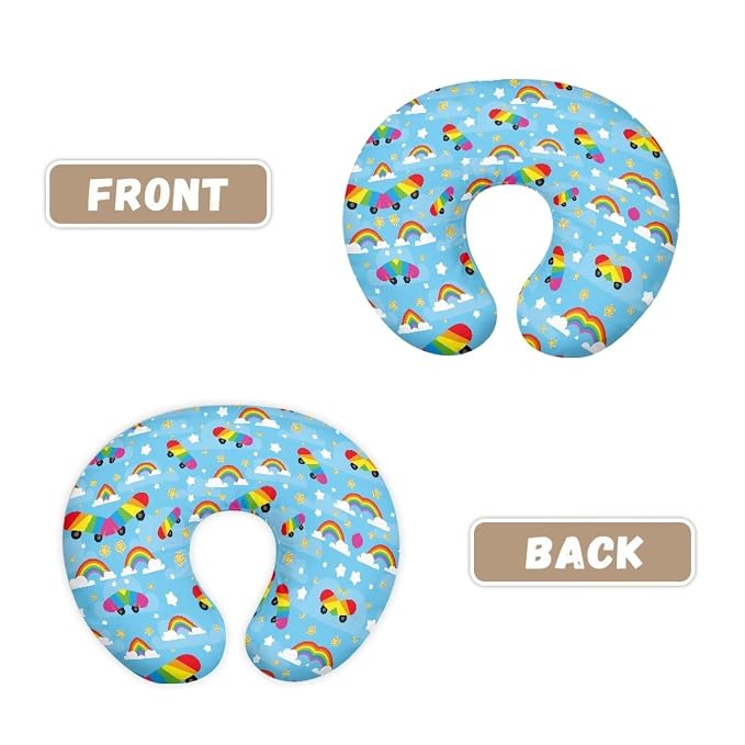 Breastfeeding Pillowcase Skateboard and Rainbow Pattern Polyester Stretch Ideal for Breastfeeding and Bottle Feeding Removable (Pillowcase Only)