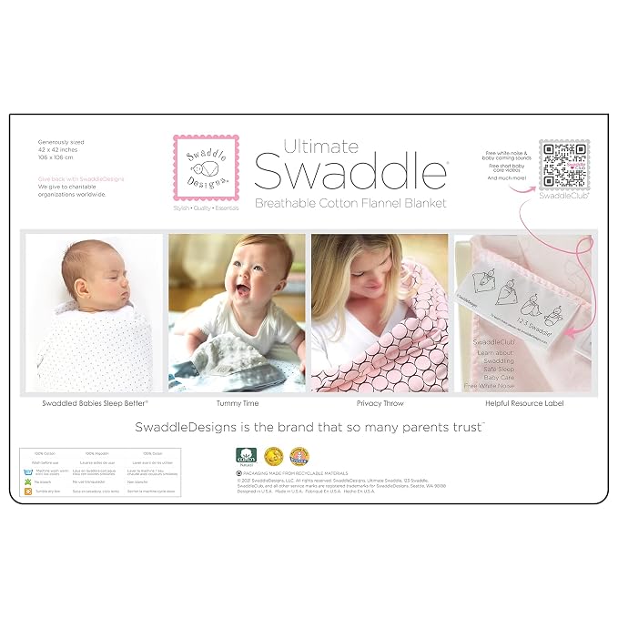SwaddleDesigns Large Receiving Blanket, Ultimate Swaddle for Baby Boys, Girls, Softest US Cotton Flannel, Best Shower Gift, MADE in USA, Brown Mod Circles on Lime, Mom’s Choice Winner,Lime Green and Brown,42" x 42",SD-016LM