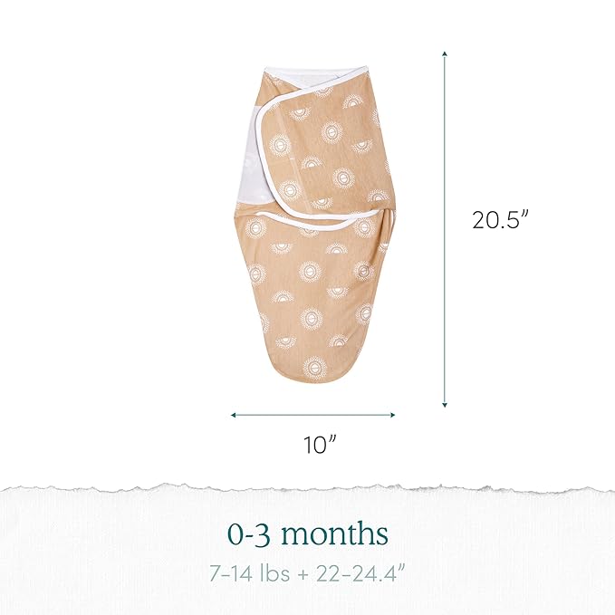 aden + anais Easy Swaddle Wrap, Newborn Wearable Swaddle Blanket, Adjustable Fasteners, 100% Cotton, 3 Pack, 0-3 Months, Desert Sun