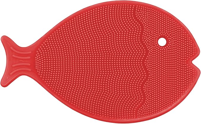 Innobaby Bathin Smart Silicone Cradle Cap Brush for Baby, Essential for Dry Skin & Eczema, Gentle Scrubber & Exfoliator with Suction Handle, Quick Dry Food Grade Silicone, Red