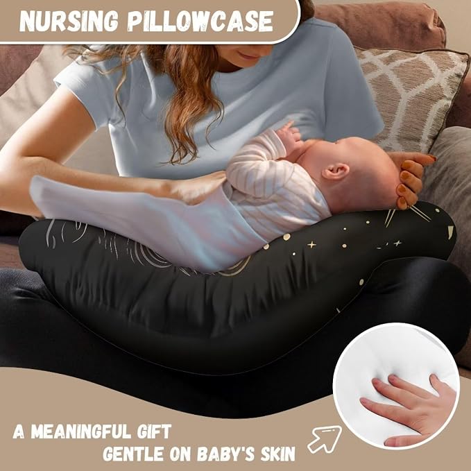 Cloud Moon Nursing Pillow Cover for Baby Boys Girls, Breathable Pillowcase Fits The Original Support for Breastfeeding Bottle Feeding for Baby Boys and Girls