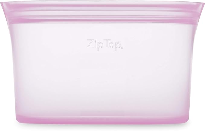 Zip Top Reusable Food Storage Bags | Medium Dish [Lavender] | Silicone Meal Prep Container | Microwave, Dishwasher and Freezer Safe | Made in the USA