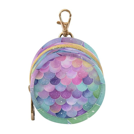 Pacifier Holder with Clip Pacifier Case for Diaper Bag Round Baby Pacifier Pouch Box Bag Portable Watercolor Mermaid Scales Colors