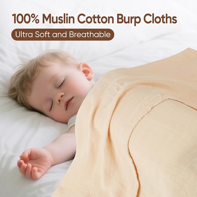 MIGIOL swaddles for Newborns Muslin Swaddle Blankets Baby Essentials for Newborn 47 X 47inches 3 Packs Receiving Blankets (Pink & Coffee 3 Pieces)