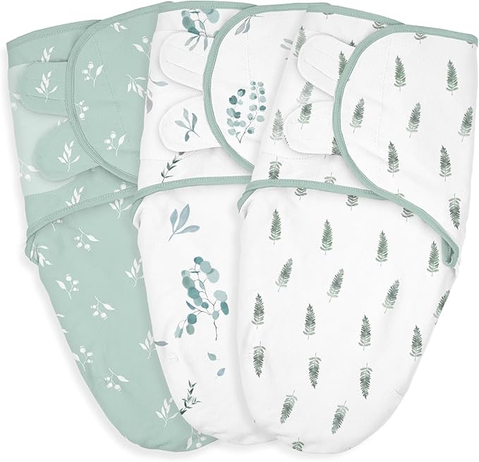Baby Swaddle Sleep Sack 3 Pack, Organic Cotton Newborn Swaddle Wraps for 0-3 Months, Adjustable Wings, Breathable Soft Swaddling Blankets for Infant Boys Girls, Baby Sleep Essentials