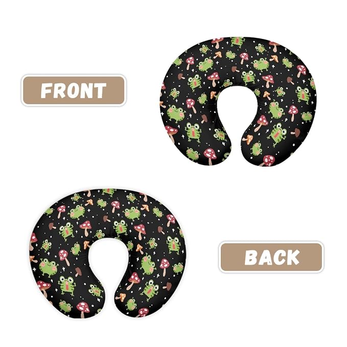 Forchrinse Cartoon Frog Mushroom Nursing Pillow Cover,Breastfeeding Pillow Slipcover for Baby Boys & Girls,Nursing Pillow Case for Newborn,Washable