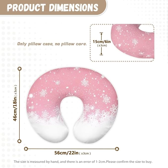 Snowflake Nursing Pillow and Positioner Detachable Newborn Original Breastfeeding Slipcover Case U-Shaped Head Support Protector Cushion Essential with Hidden Zipper Easy Care
