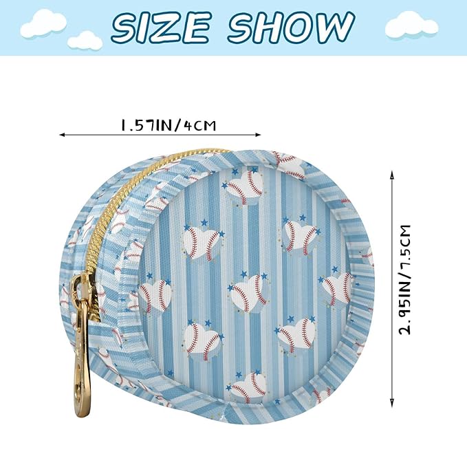 Sports Heart Baseball Blue Print Pacifier Holder Case for Diaper Bag Portable Travel Pacifier Storage Case with Clip Pacifier Storage Container for Outdoor Purse Baby Girls Boys