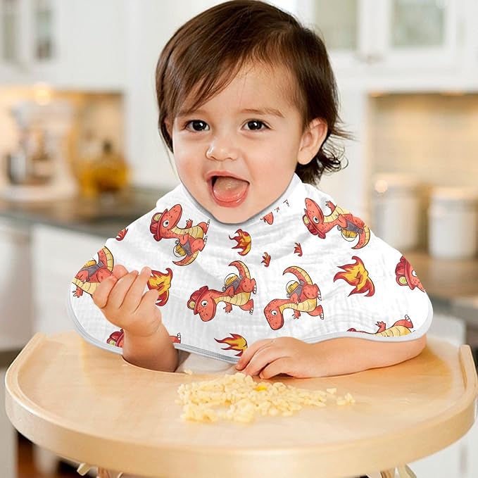 vvfelixl Baby Burp Cloths Firefighter Dinosaur Baby Newborn Cotton Burping Cloths Set Babys Washcloths 4 Pack