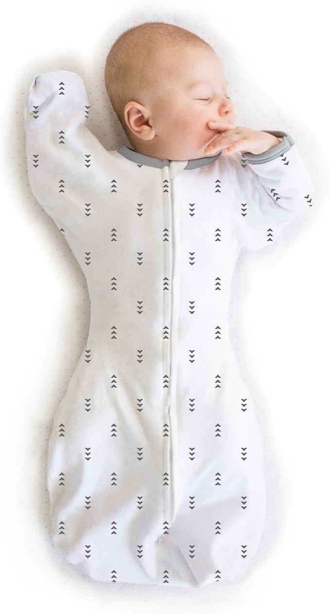 SwaddleDesigns Transitional Swaddle Sack, Arms Up Half-Length Sleeve Mitten Cuff, Most Gradual Transition Swaddle for Newborn