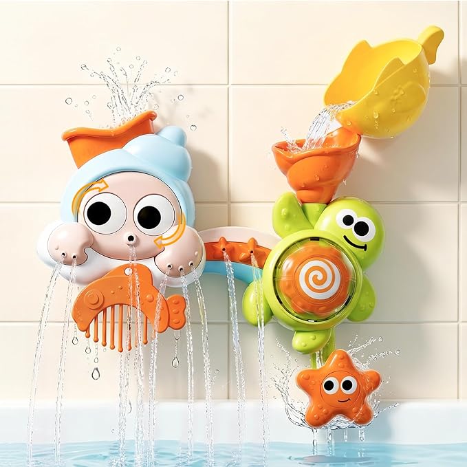 DOLIVE Suction Cup Bath Toys for Toddlers 1-3, Water Sensory Bathtub Toys for Baby Boys Girls, Early Developmental Shower Toy, Perfect Birthday