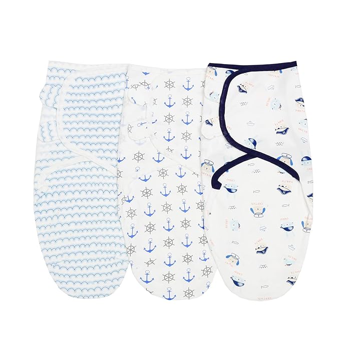 insular Baby Swaddle Wrap, Swaddle Blanket for Newborn and Infant, Adjustable Swaddling Set for Boy and Girl, Soft Cotton Baby Sleep Sack 3 Pack, Pirate, Small(0-3 Month)