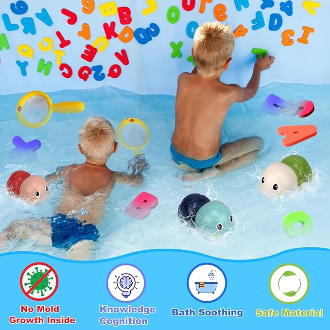 Bath Toys Kids Age 1-3 - Foam Bath Letters And Numbers Abc Alphabet Learning Toys Bathtub Toys Toddlers 2-4 Water Pool Shower Tub Toy Babies Infant 6-9-12-18-24 Months Gifts For 1-6 Year Old Boy Girl