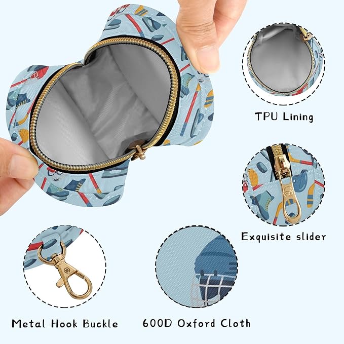 Hockey Skates Blue Print Pacifier Holder Case for Diaper Bag Portable Travel Pacifier Storage Case with Clip Newborn Baby Pouch for Outdoor Purse Baby Boys Girls