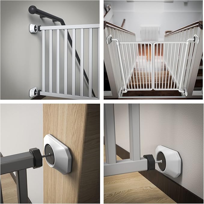 ICERO - Baby Gate Wall Protector - Protect Walls & Doorways from Pet & Dog Gates - for Child Pressure Mounted Stair Safety Gate- 4 Pack, White