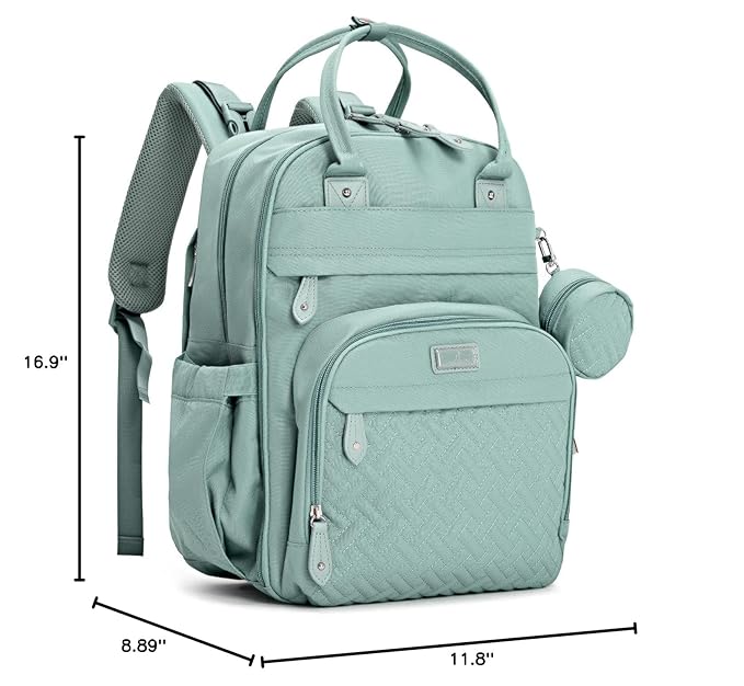 BabbleRoo Diaper Bag Backpack - Baby Essentials Travel Bag - Multi Function Water Resistant Diaper Bag, Travel Essentials Baby Bag with Changing Pad, Stroller Straps & Pacifier Case ??Sage Green