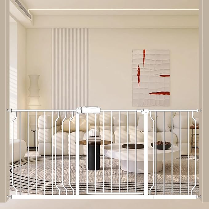 ALLAIBB Extra Wide Pressure Mount Baby Gate Auto Close Metal Child Dog Pet Safety Gates with Walk Through for Stairs,Doorways,Kitchen and Living Room (62.02-66.93"/158-170cm)