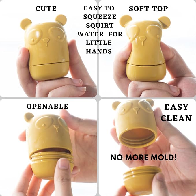 Bumble Bear Mold Free Silicone Bath Toys, Baby Bath Toys 6-12 Months, Toddlers 1-3, Non Toxic Infant Bathtub Toy, Water Toys, Pool Toy, Dishwasher Safe (Coral)