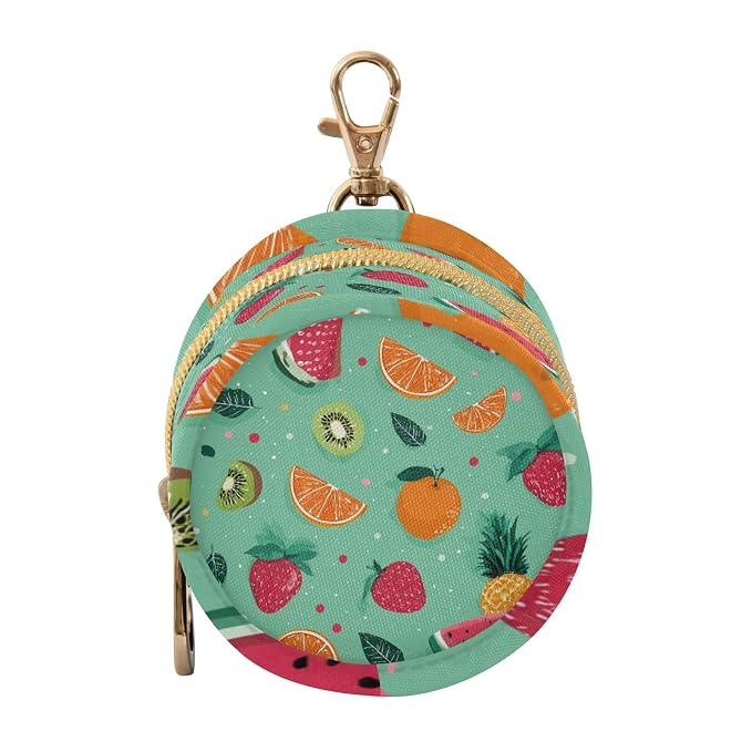 Pacifier Holder with Clip Pacifier Case for Diaper Bag Round Baby Pacifier Pouch Box Bag Portable Summer Fruits Turquoise