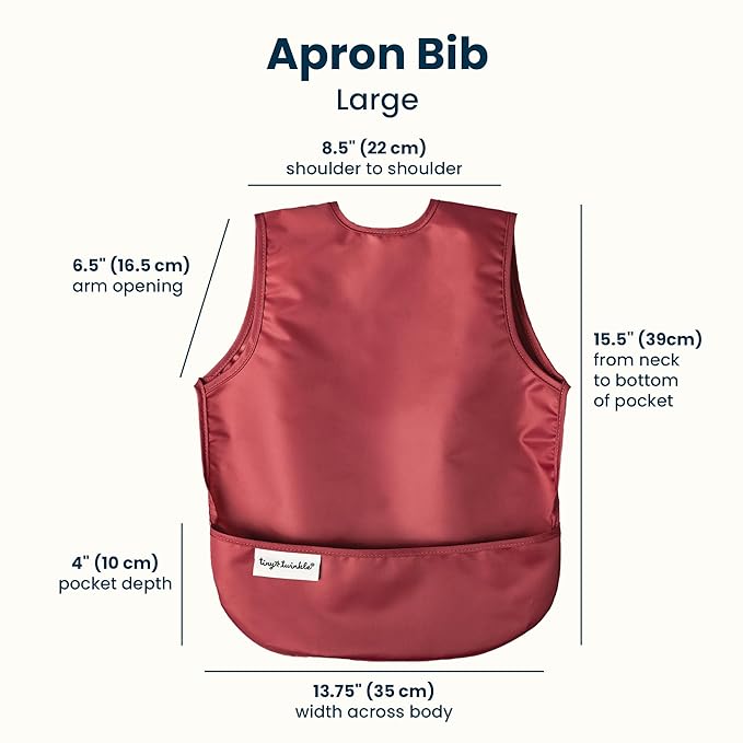 Tiny Twinkle Mess Proof Baby Bibs | 2 Pack Waterproof Toddler Bib for Eating | Baby Apron for Feeding, Machine Washable, Perfect Shower Gift (Rose Burgundy, 2-4Y)