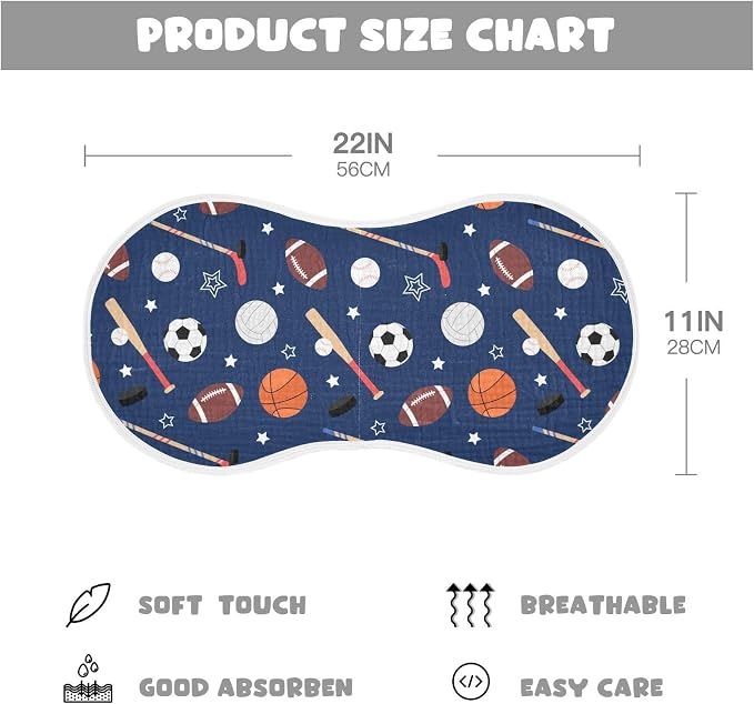 vvfelixl Baby Burp Cloths Team Sports Baby Newborn Cotton Burping Cloths Set Baby Washcloths 4 Pack